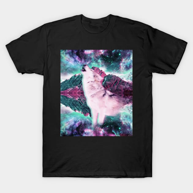 Trippy Psychedelic Wolf In Space T-Shirt by Random Galaxy